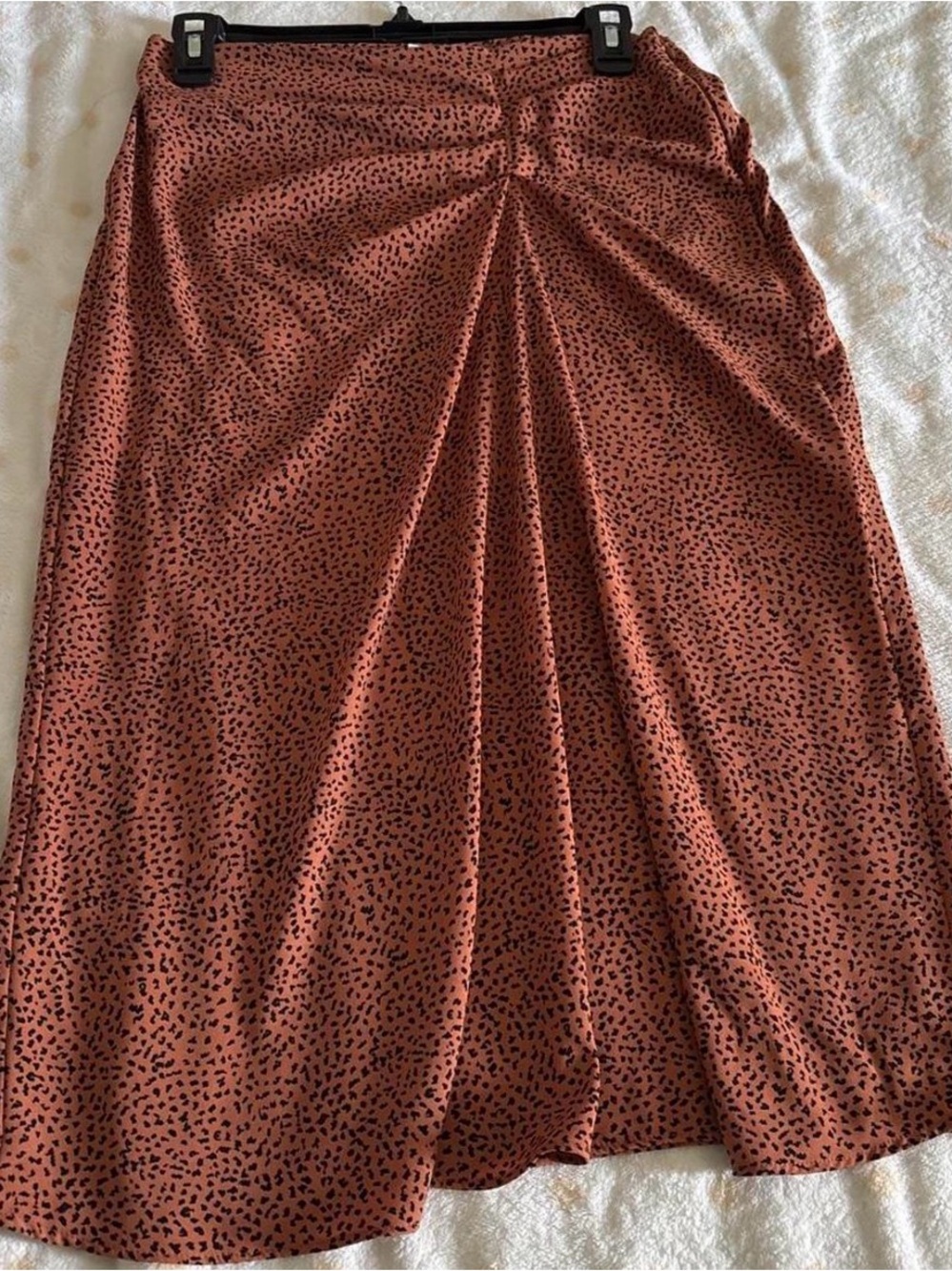 Nine West Rust Midi Skirt with Black Dot Print